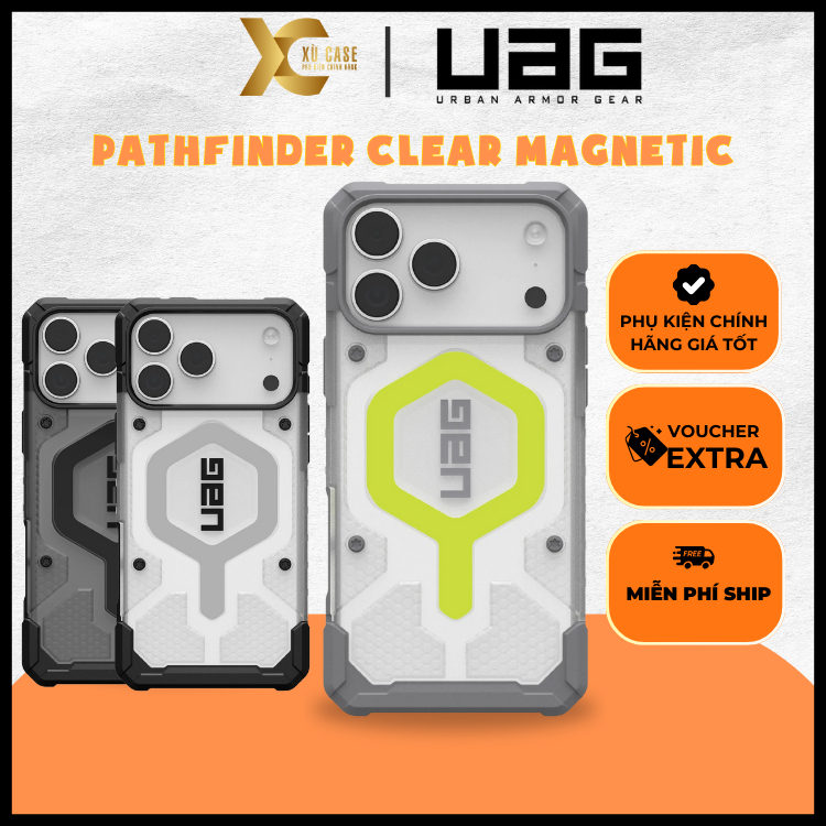 [ CHÍNH HÃNG ] Ốp UAG Pathfinder Clear w Mag Chống Sốc Đạt Chuẩn Chính Hãng cho iP 17 Pro/ 17 Pro Ma