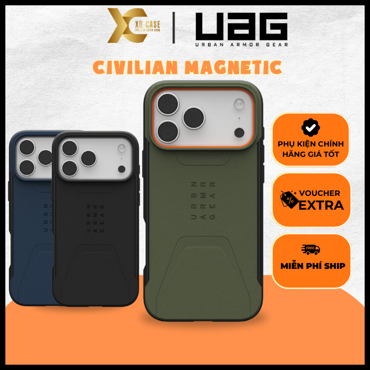 [ CHÍNH HÃNG ] Ốp UAG Civilian w Mag Chống Sốc Đạt Chuẩn Chính Hãng cho iP 17 Pro/ 17 Pro Max