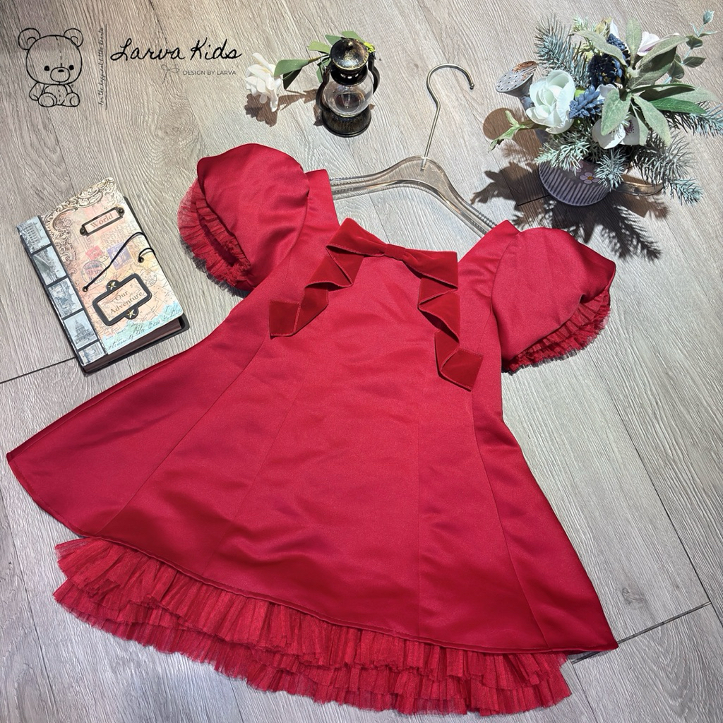 [Larva Kids] Đầm đỏ tay bồng cho bé yêu