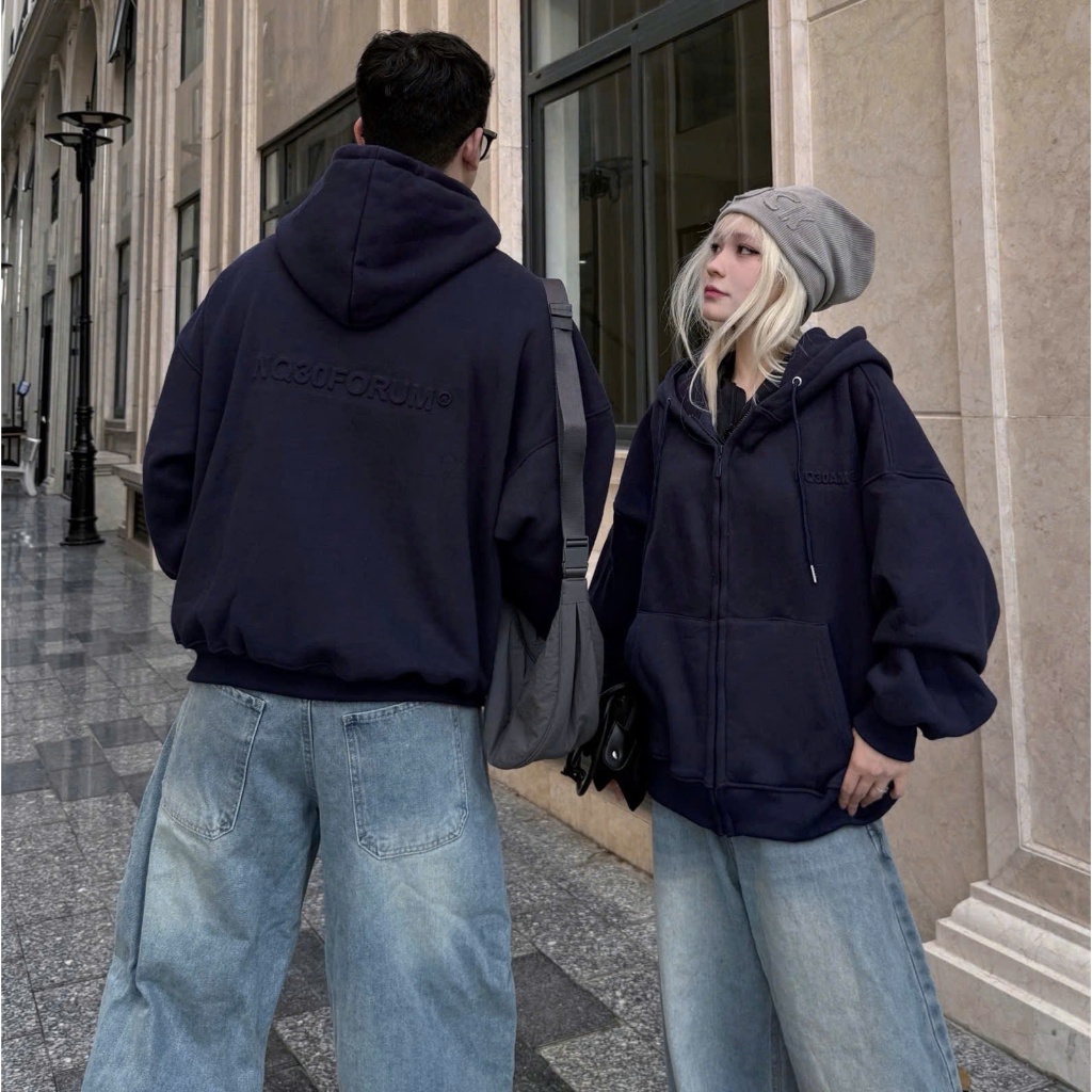Áo Khoác Hoodie Zip Nỉ Cotton Dập Nổi NQ30 FORUM Form Boxy Nam Nữ Unisex | BigBuy360 - bigbuy360.vn