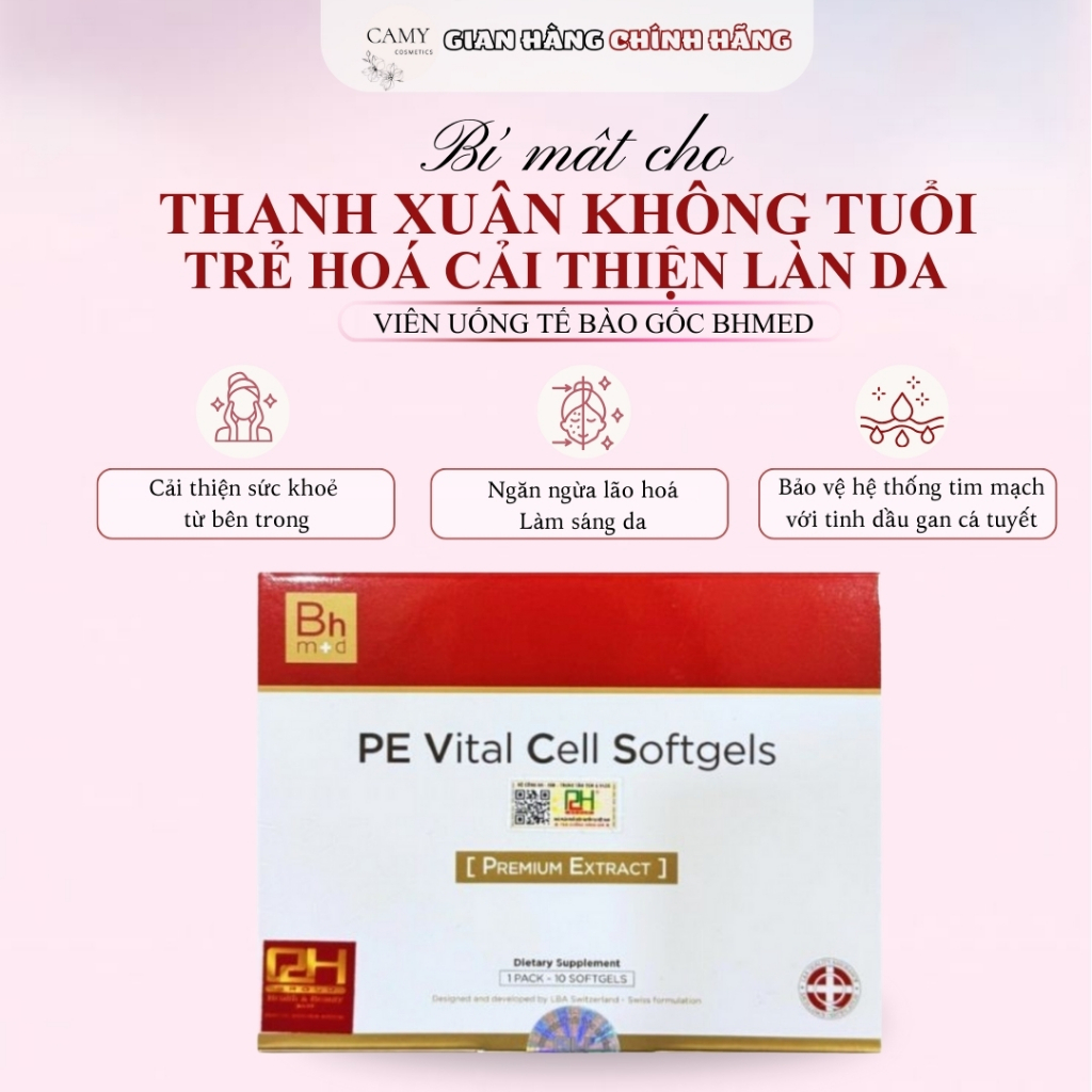 (Côngty)[Tặng hộp nạ/serum cao cấp] BHMed Vital Softgels Premium Extract Viên uống tế bào gốc BH Med