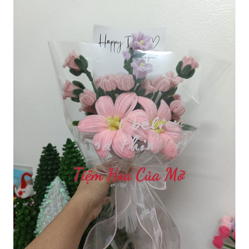 Bó Hoa Linh Lan Mix Hoa Ly Kẽm Nhung