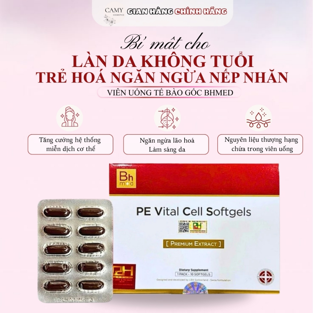 (Côngty)[Tặng nạ/serum cao cấp]BHMed Vital Cell Softgels Premium Extract Viên uống Tế Bào Gốc BH Med