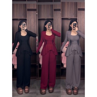 Set 3 Món Áo Khoác Tay Dài & Quần Dài Phong Cách Casual Cho Nữ Mùa Mới 2025 J-126 