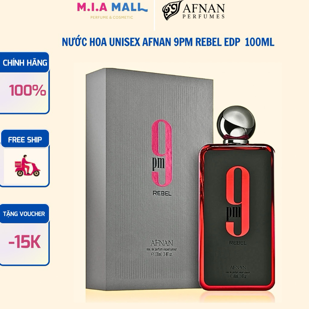 Nước hoa unisex Afnan 9PM Rebel Edp Chính Hãng 100ml
