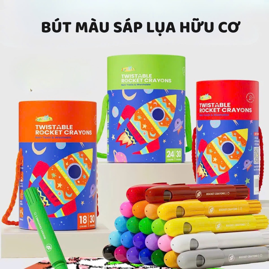 Màu Sáp Dầu, Bút Sáp Lụa vặn Hữu Cơ Silky Crayon Cho Bé 12-18 Màu