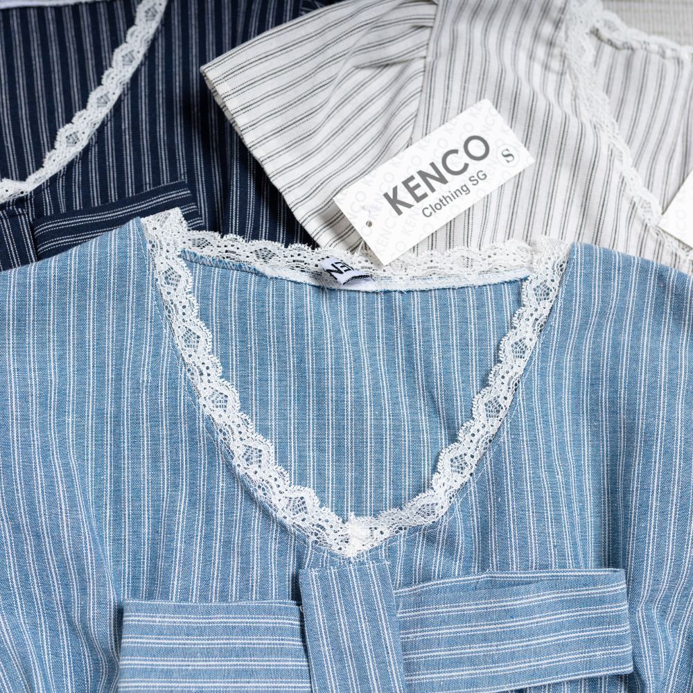 Áo sơ mi nơ kẻ sọc cổ tim phối ren kèm xinh xắn, Áo kiểu bèo gấu dễ thương thời trang LÂM TÚ MA9100 | BigBuy360 - bigbuy360.vn