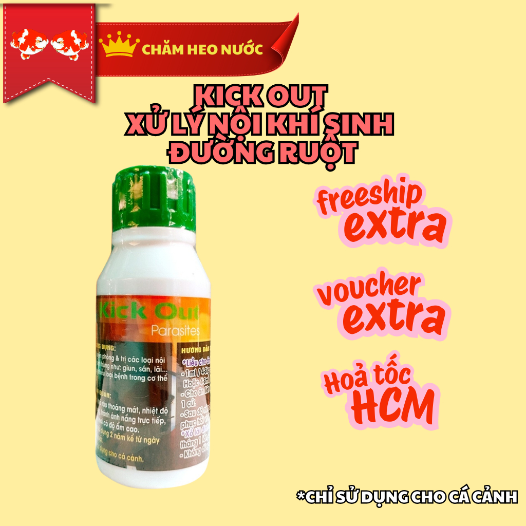 Sản phẩm Kick Out cho ăn định kỳ xử lý nội ký sinh đường ruột cho cá koi, cá chép cảnh và goldfish
