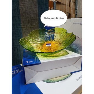 Đĩa để hoa quả hoạ thủy tinh pha lê,đĩa tròn size to , đĩa thủy tinh dày,nặng .