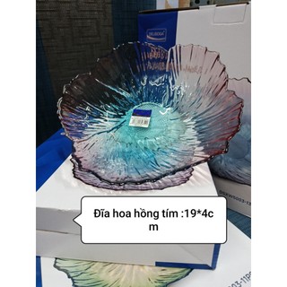Đĩa để hoa quả hoạ thủy tinh pha lê,đĩa tròn size to , đĩa thủy tinh dày,nặng .