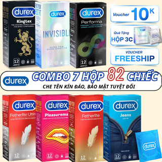 Combo 7 Hộp 82 Chiếc Bao Cao Su Durex Chính Hãng Mỏng Kéo Dài Thời Gian Nhiều Gel Bôi Trơn.