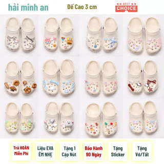  Dép Cross Clog Classic  Kèm Sticker Như Ảnh + Tặng Vớ   sục cá sấu đế 3p Đúc Nam Nữ ÊM NHẸ -haiminhan 