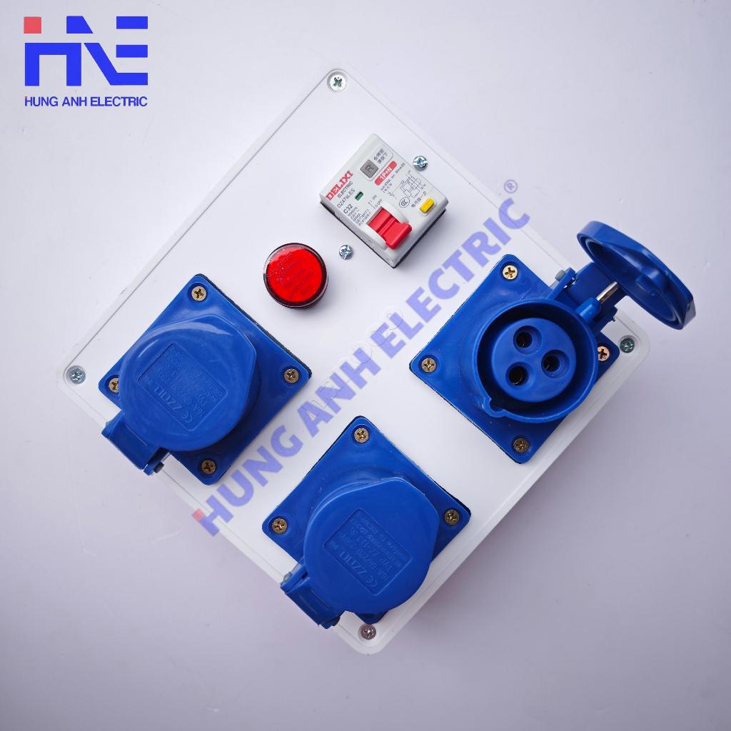 Hộp Nguồn Công Nghiệp 3 Chấu  - TỦ ĐIỆN NGUỒN THI CÔNG 1 PHA 16A 32A - Aptomat 32A - Đèn Báo Nguồn