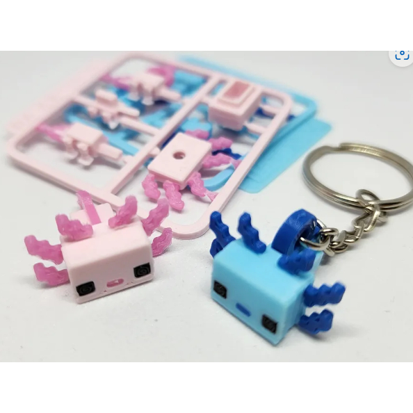 Móc khóa đồ chơi Minecraft-inspire Axolotl Mini Figure Kit/Keychain