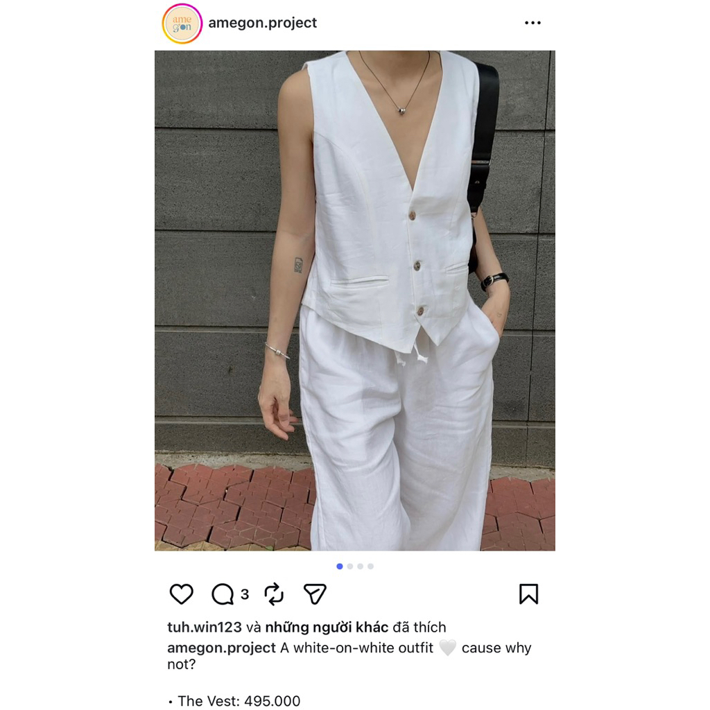 Áo gile linen brand Amegon.project (giá tag 495k) | Size S | Mới 95%