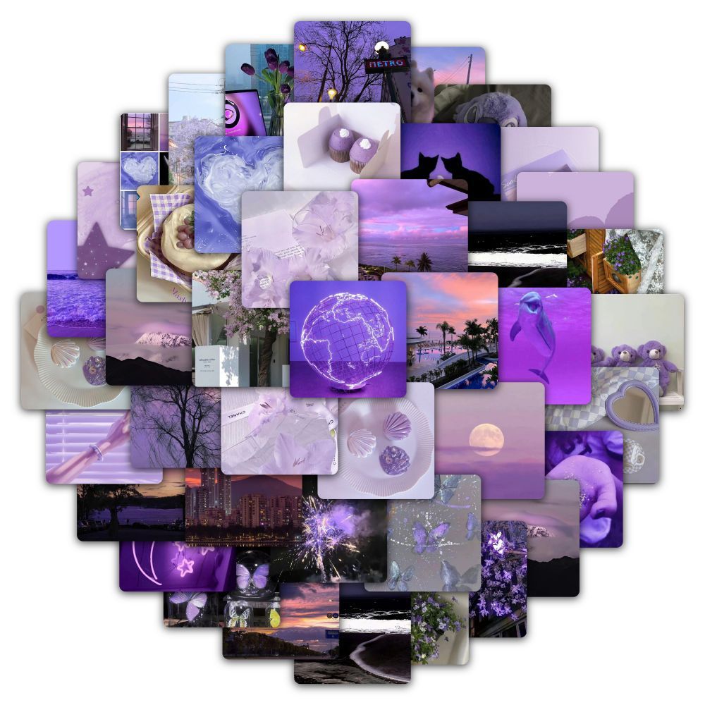 Bộ Sticker 59 miếng Cảnh đẹp Aesthetic Tím – Dreamy Mood & Light