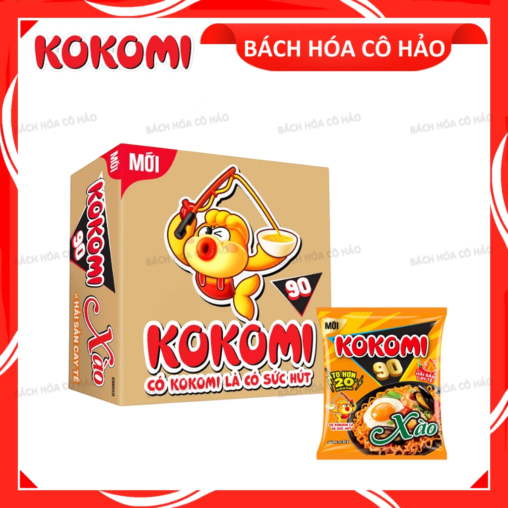 THÙNG 30 GÓI MÌ XÀO VỊ HẢI SẢN CAY TÊ KOKOMI 95 GRAM