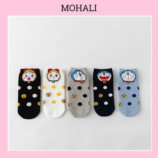  Set 5 đôi tất cổ ngắn nam nữ vớ doremon cổ thấp chất liệu cotton dày dặn kháng khuẩn MOHALI VN008 