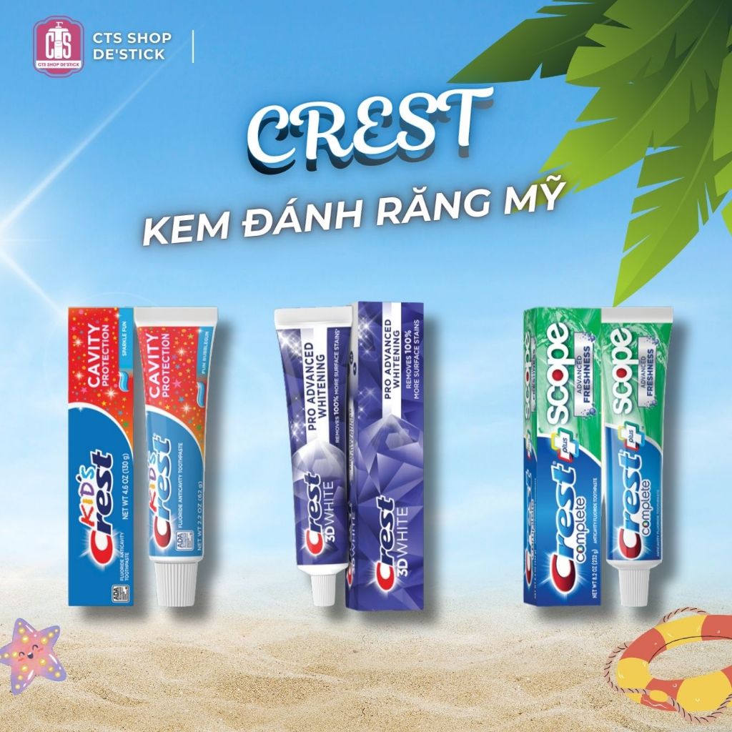 CTS - Kem đánh răng Crest 3D White RadiantMint / Scope / Kid's  KDR00