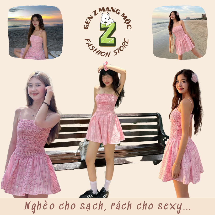 FANCI DRESS - ĐẦM 2S CÚP NGỰC BO CHUN NGỰC CÓ DÂY TĂNG ĐƠ - GEN Z MẠNG MỘC