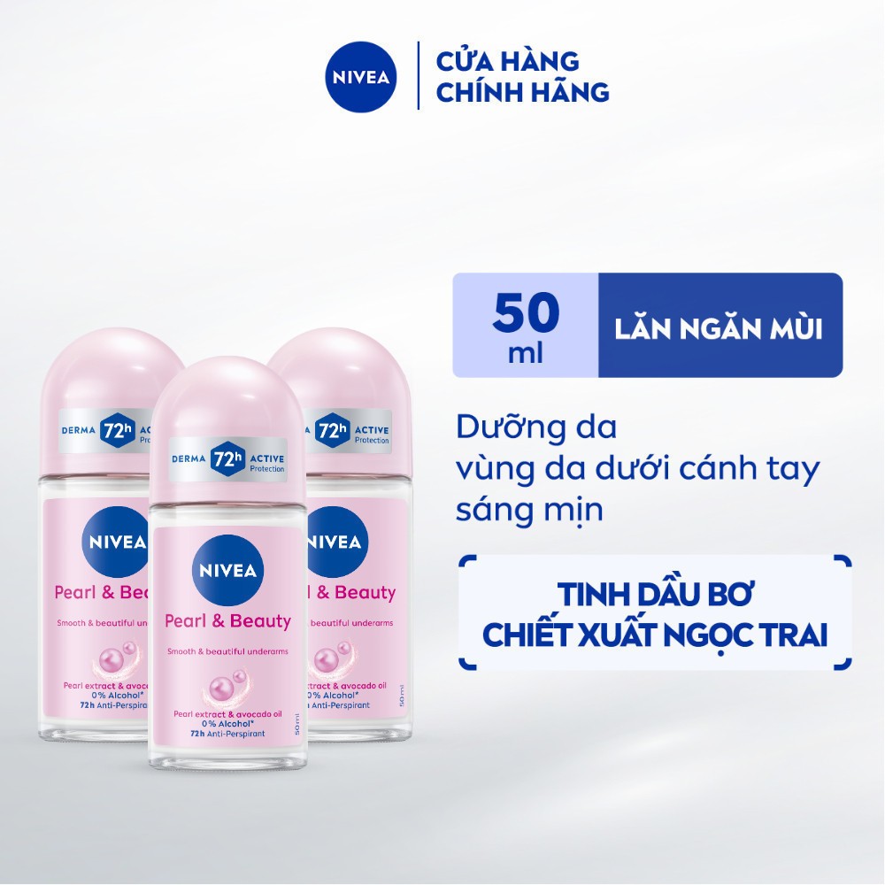 Bộ 3 Lăn Ngăn Mùi NIVEA Pearl&Beauty Dưỡng Sáng Da Ngọc Trai (50 ml) - 83735x3