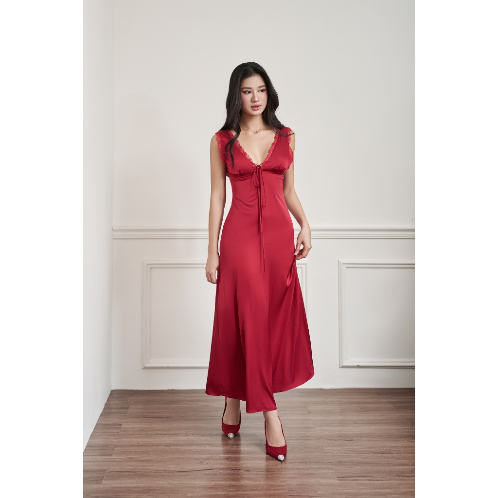 Đầm ngủ lụa phối ren cao cấp Amelie - Silk Sleepwear - Nymph Studios