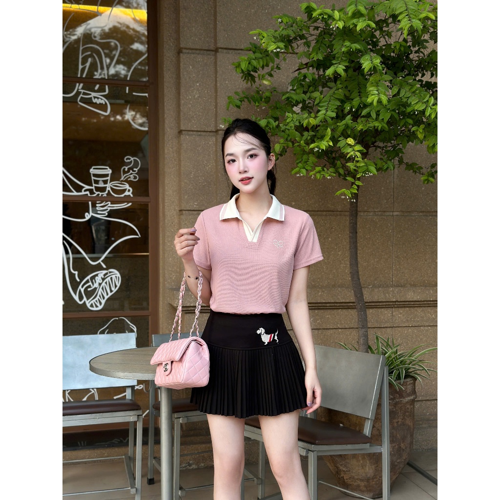 Áo polo nữ cổ V nhiều màu -thiết kế cổ dệt kim hình thêu nữ tính Bassic .Đủ Size 38 - 85Kg( M22 ) | BigBuy360 - bigbuy360.vn