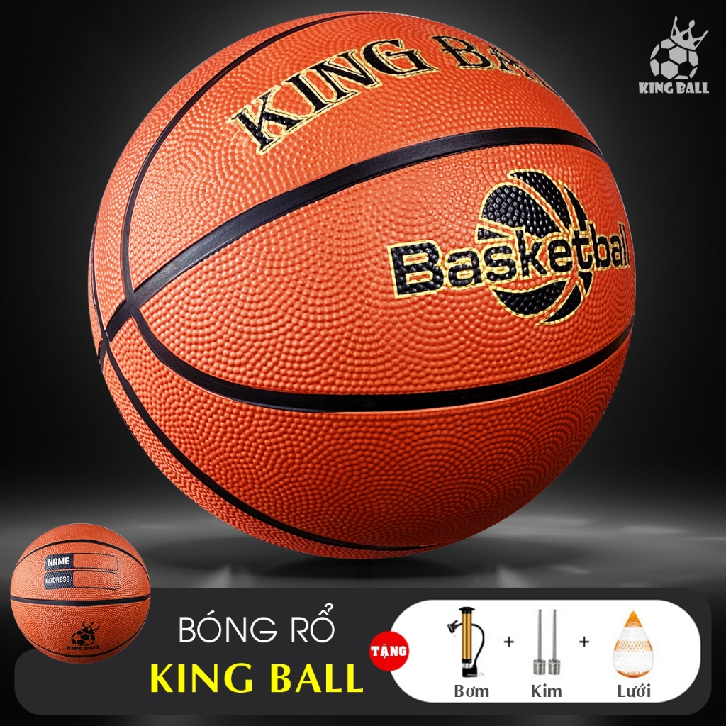 Banh Bóng Rổ King Ball Chính Hãng Size Số 5 6 7 Banh Bóng Rổ Da Cao Su Trẻ Em Nam Nữ Sân Bê Tông