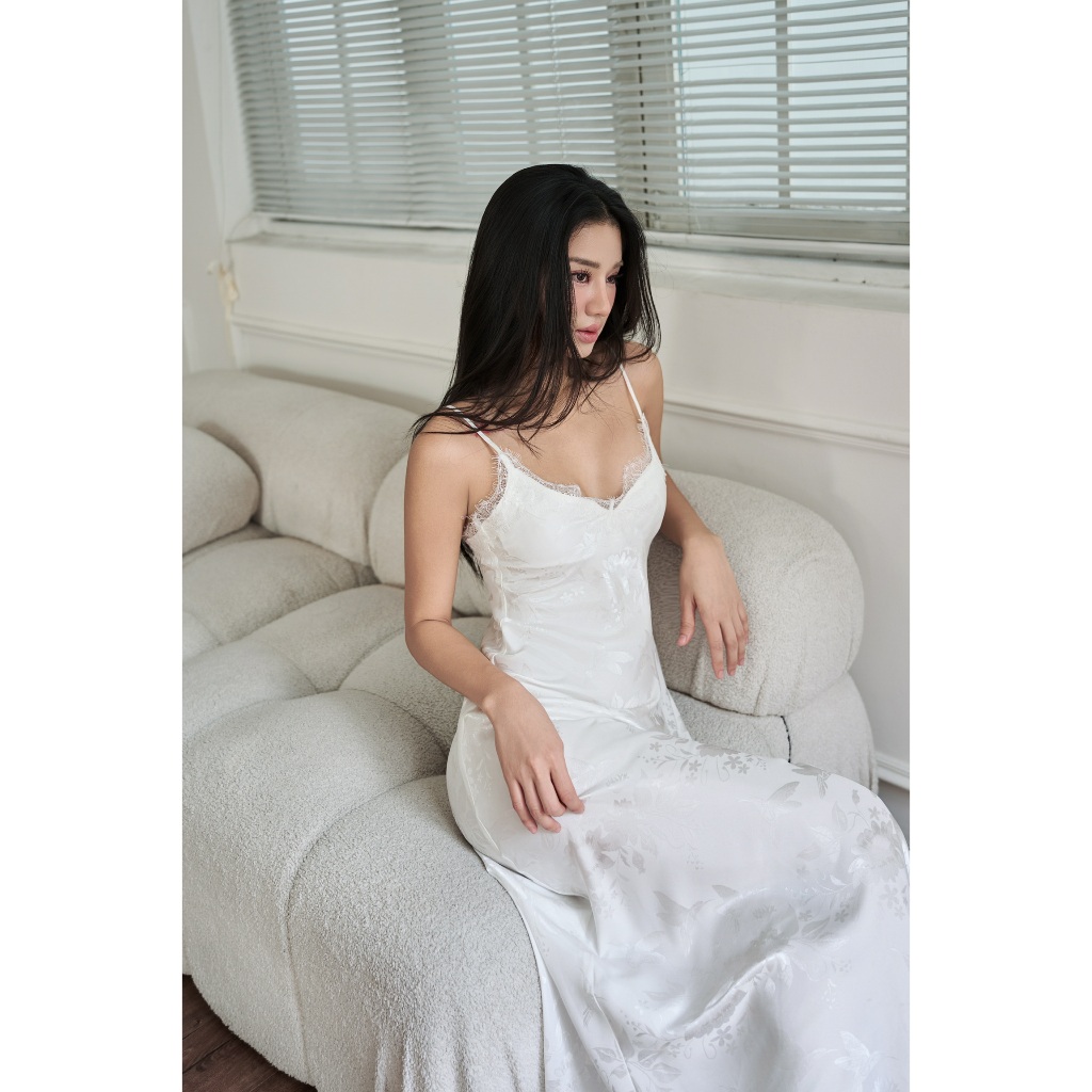 Váy ngủ lụa gấm phối ren cao cấp - Silk Sleepwear - Nymph Studios