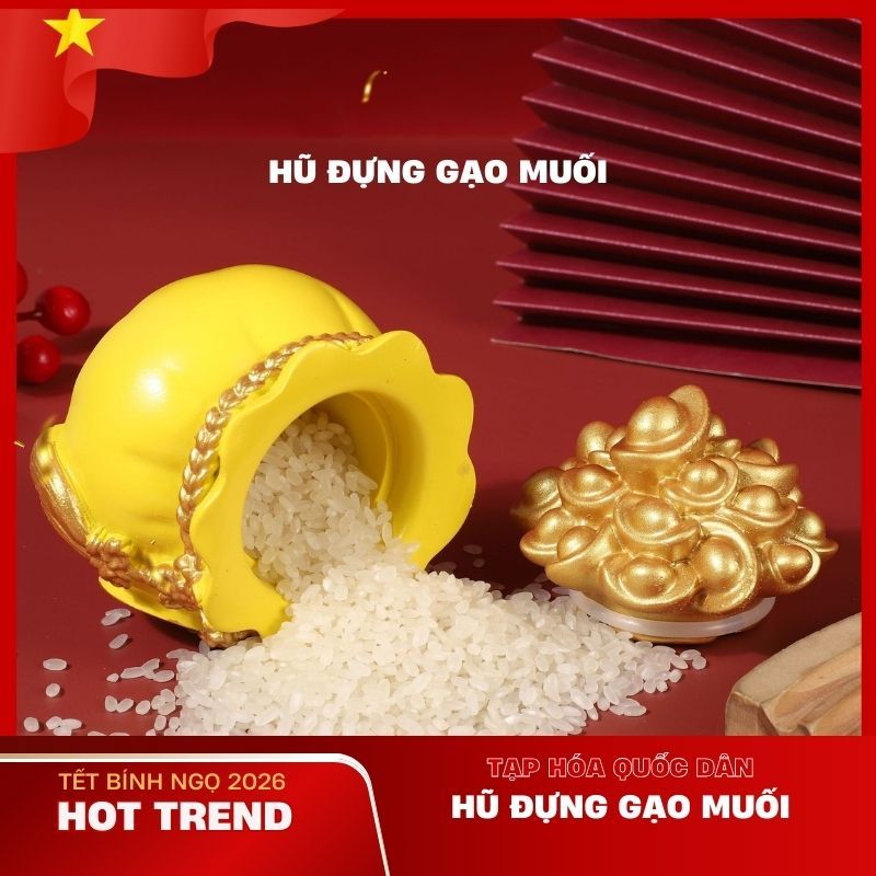 Lọ Muối Gạo Tài Lộc Phong Thủy – Vật Phẩm Đặt Ban Thần Tài Chiêu Tài, Cầu May Mắn Hotrend 2026