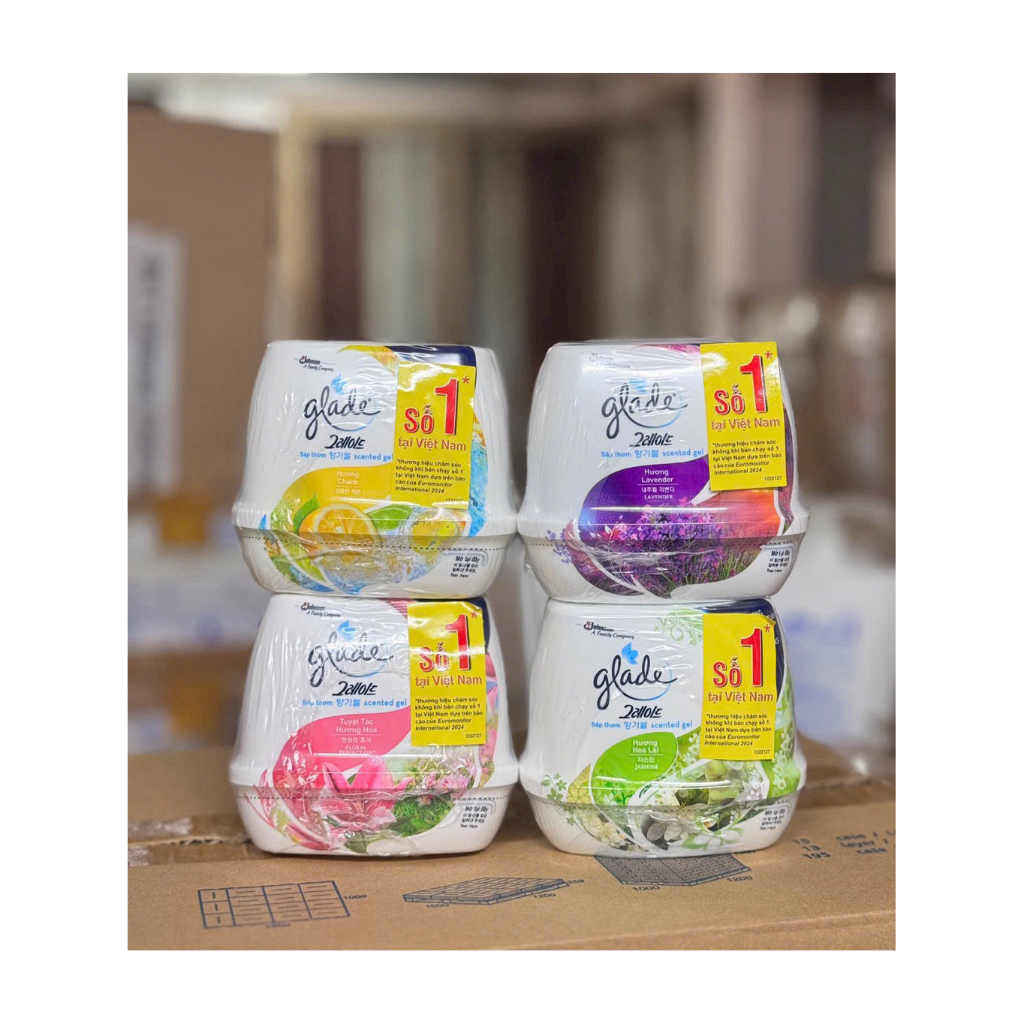 Combo 2 cục GLADE Sáp Thơm Phòng Khử Mùi Ô Tô, Toilet 180g Thái Lan, hương Lài, Chanh, Sakura, Cỏ Hoa