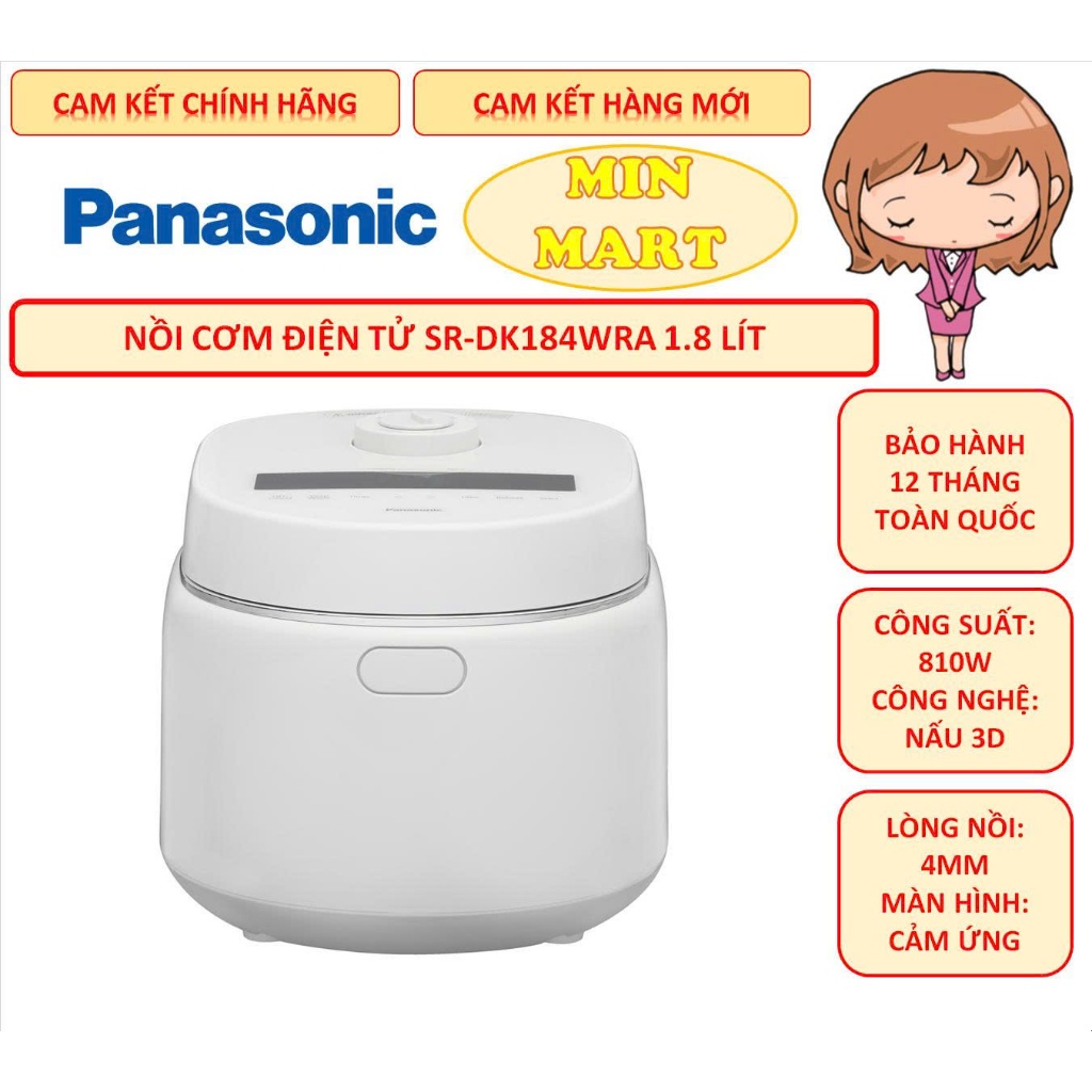 Nồi cơm điện tử Panasonic SR-DK184WRA 1.8 lít & SR-DK104WRA 1.0 lít, lòng nồi 4mm, chính hãng, bảo h