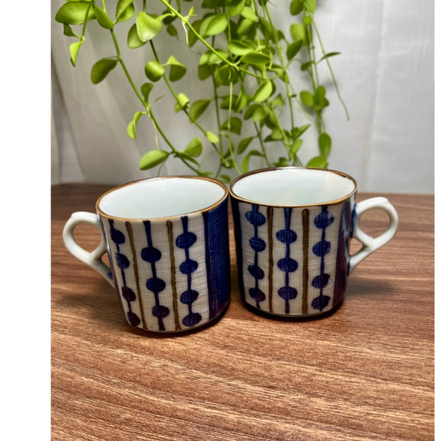 HANA HOUSE-Set 2 Cốc gốm Nhật 100ml – ly cafe/ly uống nước /ly trà– men xanh  – phong cách wabi sabi