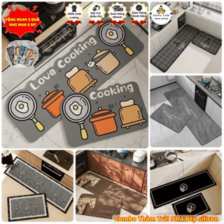 Combo thảm bếp gồm 1 thảm ngắn 40x60cm & 1 dài 40x1m2 silicon chống thấm chống trơn