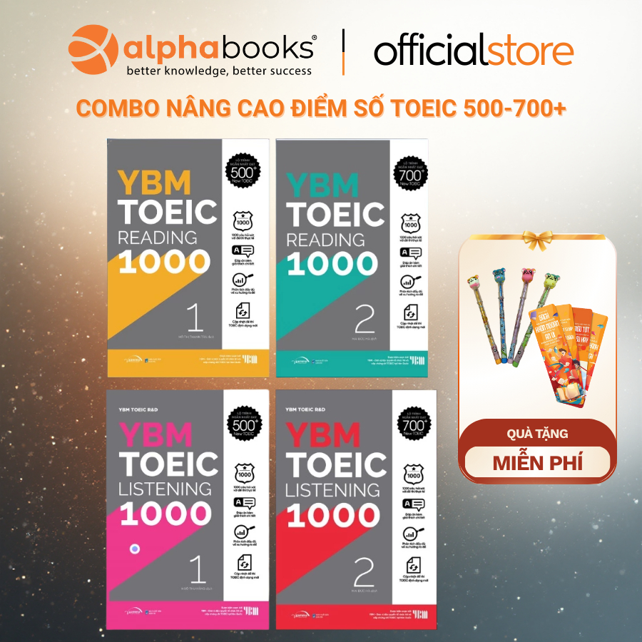 Sách > Combo YBM TOEIC 1000 (Trọn Bộ 4 Cuốn) - Chinh Phục Lộ Trình Toeic 500+ Đến 700+ (Gamma Books)