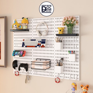  Kệ treo tường pegboard decor bàn học phòng ngủ bếp nhà tắm kèm phụ kiện dán tường không khoan đục 