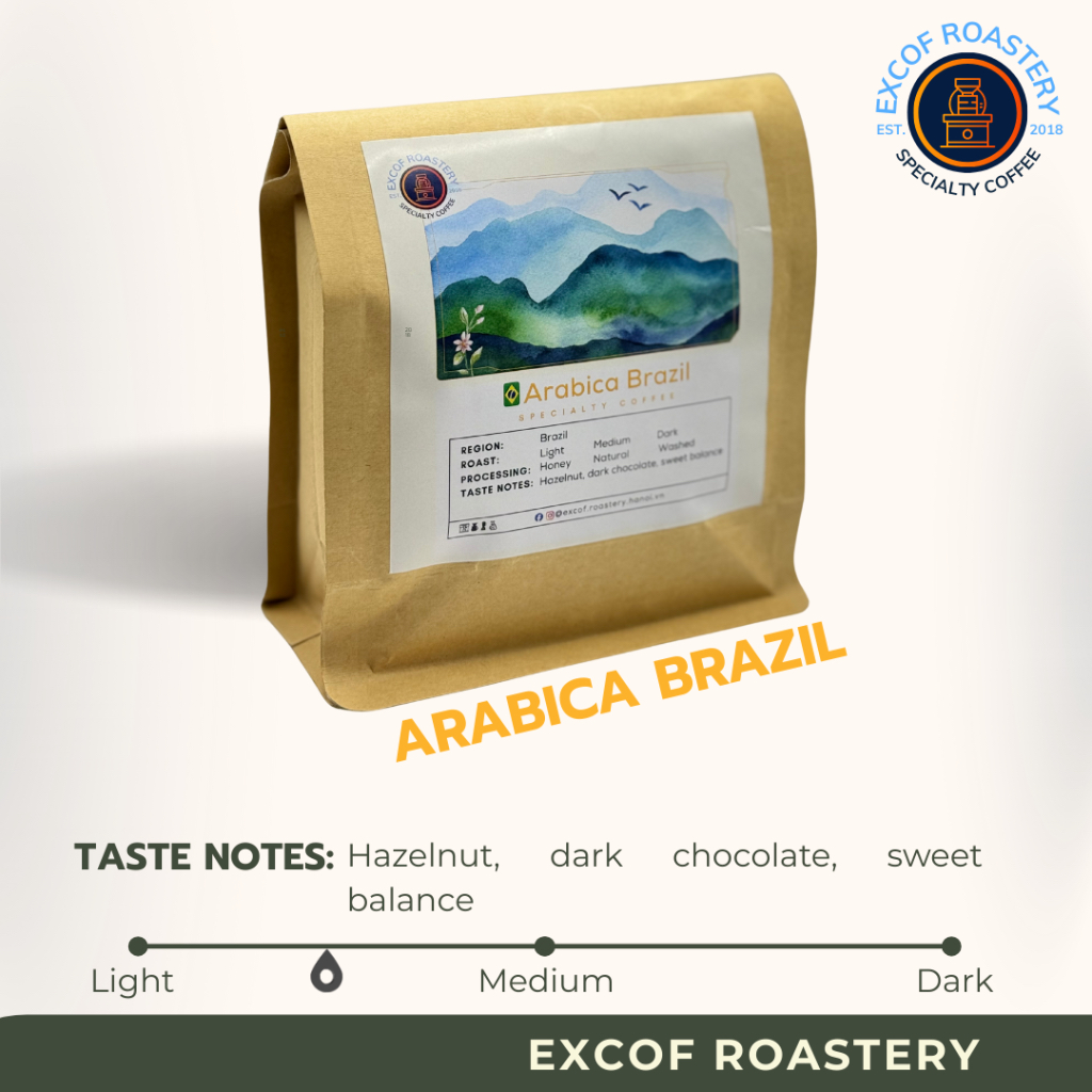 Cà Phê Arabica Brazil Nhập Khẩu EXCOF - Hương Hạt Dẻ & Chocolate, Vị Ngọt Cân Bằng (Pha Máy/Cold Bre