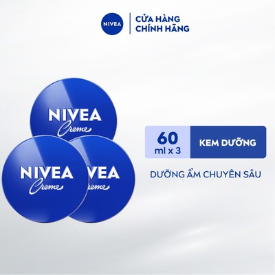 Bộ 03 Kem Dưỡng Ẩm Chuyên Sâu NIVEA Crème Hộp Thiếc (60 ml) - 80102x3