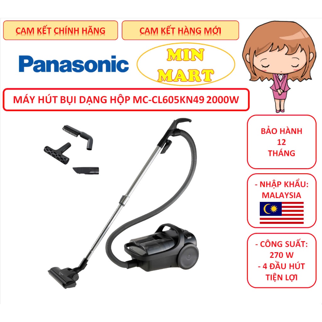 Máy hút bụi dạng hộp Panasonic MC-CL605KN49 2000W & MC-CL603GN49 1800W, chính hãng, hàng mới đập hộp