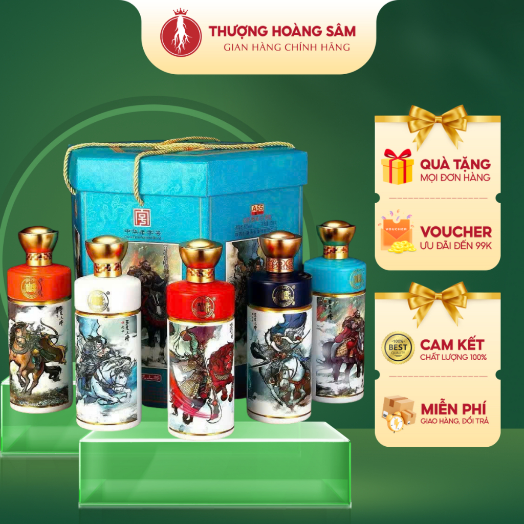 Set 5 Chai Mao Đài Ngũ Hổ Tướng Quốc Bảo Trung Hoa, Combo Mao Đài 5 Tướng Huyền Thoại Thục Hán, Tinh