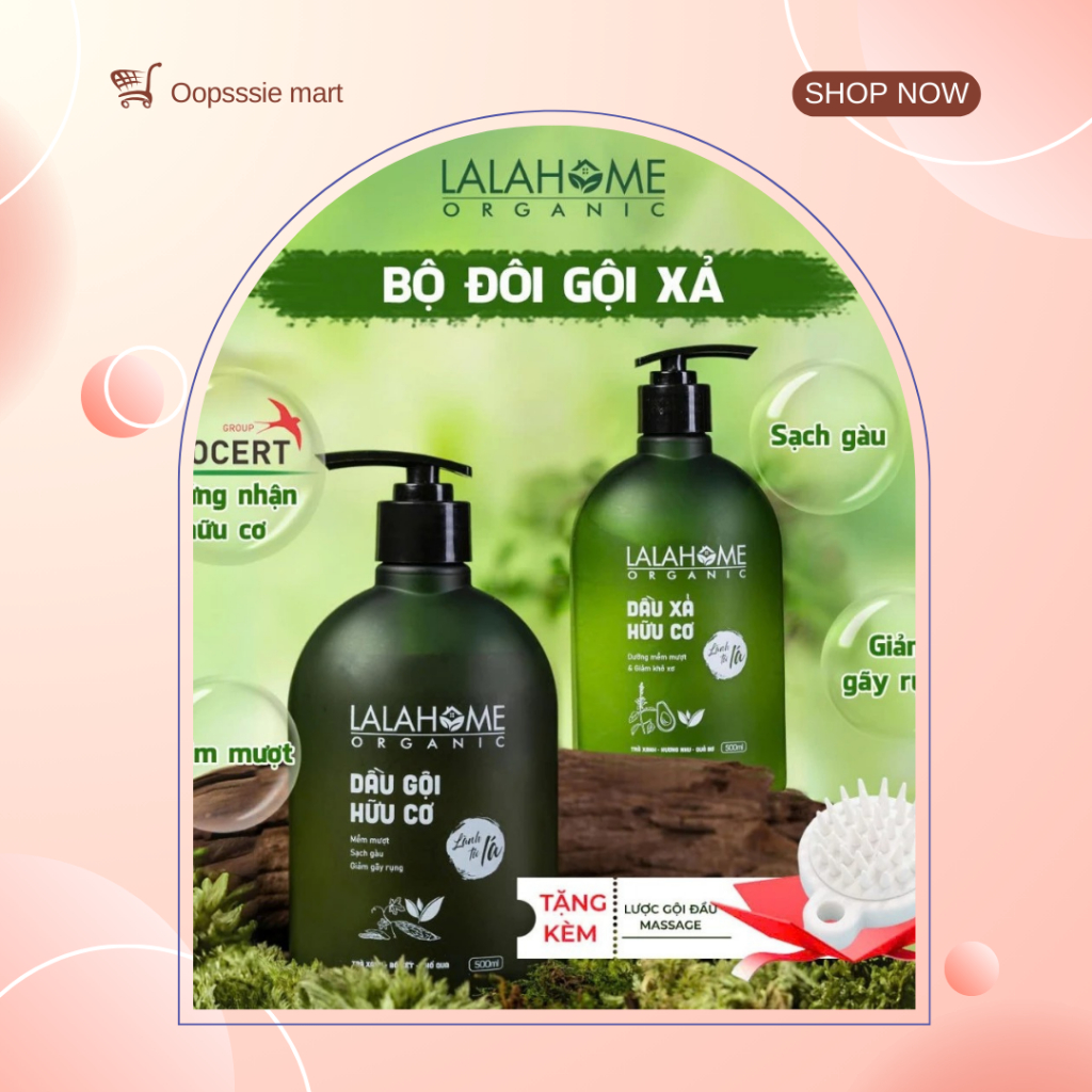 Dầu xả thảo dược, Trà Xanh, Hương Nhu, Quả Bơ LALAHOME ORGANIC - Tóc mềm mượt, kiểm soát dầu thừa