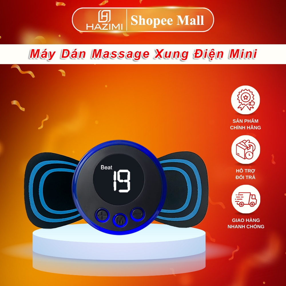 Máy Massage Toàn Thân Xung Điện Mini Cao Cấp HAZIMI HZ-D01, Miếng Dán Massage Cổ Vai Gáy 8 Chế Độ
