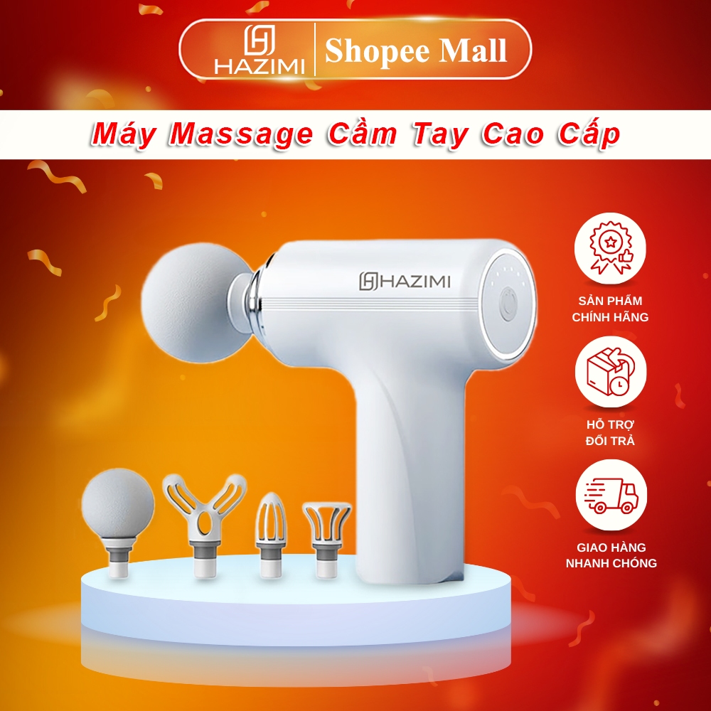Máy Massage Cầm Tay Mini HAZIMI Bản Cao Cấp - Cảm Biến Lực AI - 4 Đầu Mát-Xa, HZ PRO1