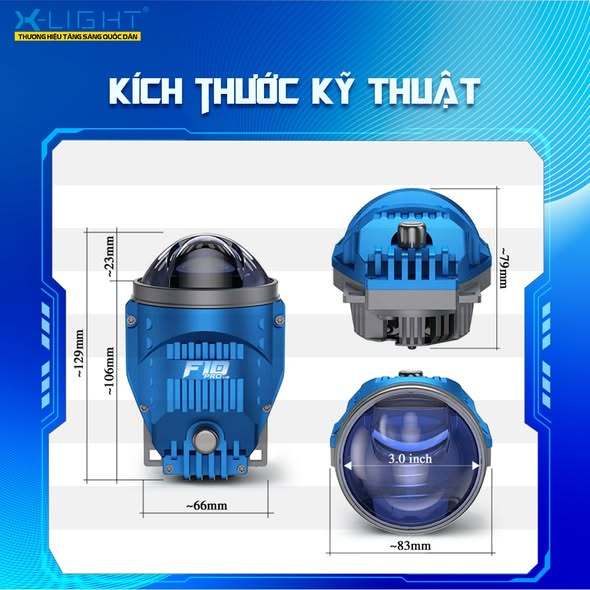 Bi Led Gầm F10 Pro V2 2026 - 3 nhiệt màu - Công suất 45/65w