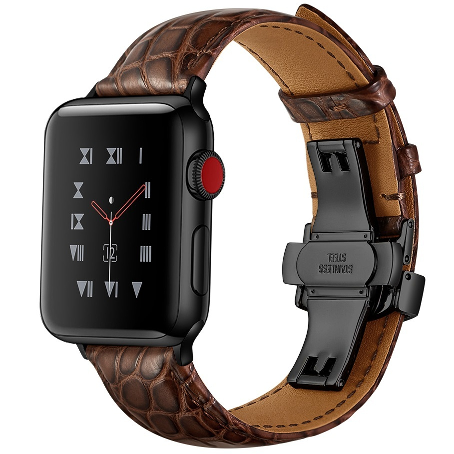 Dây Da Cá Sấu Pháp cho Apple Watch Series 4/5/6/7/8/9/10/11/SE2,3 & Apple Watch Ultra 1/2/3