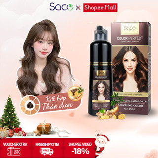  Dầu gội nhuộm tóc thảo mộc Saco thành phần thiên nhiên không gây hư tổn nhuộm tóc màu chỉ 15 phút 