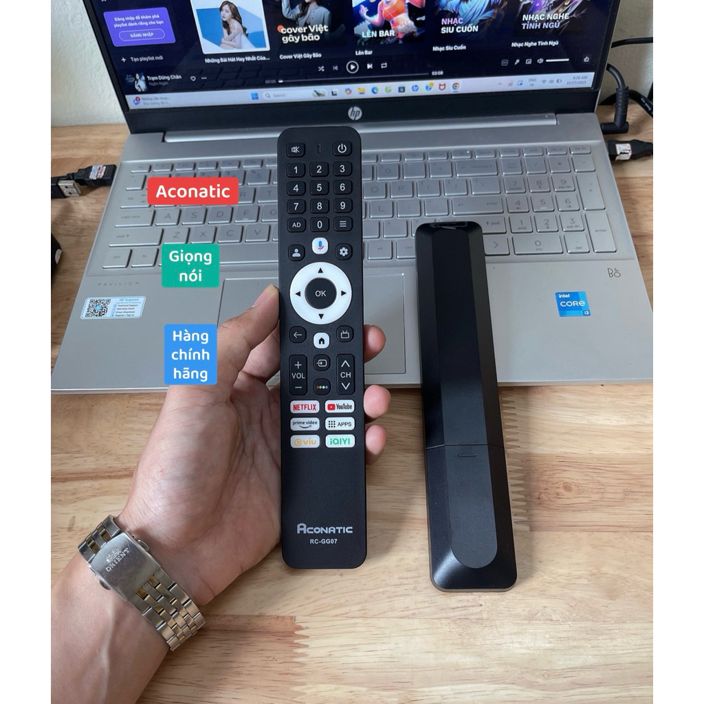 Điều khiển Tivi Aconatic RC-GG07 giọng nói hàng chính hãng( Dùng cho Tivi Aconatic có mẫu giống hình