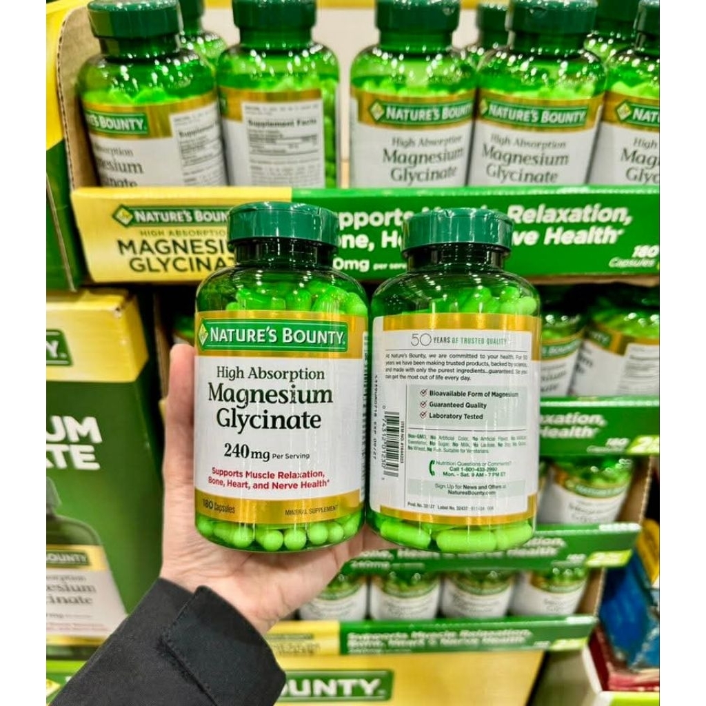 VIÊN UỐMG NATURE’S BOUNTY MAGNESIUM GLYCINATE 180 viên Mỹ.