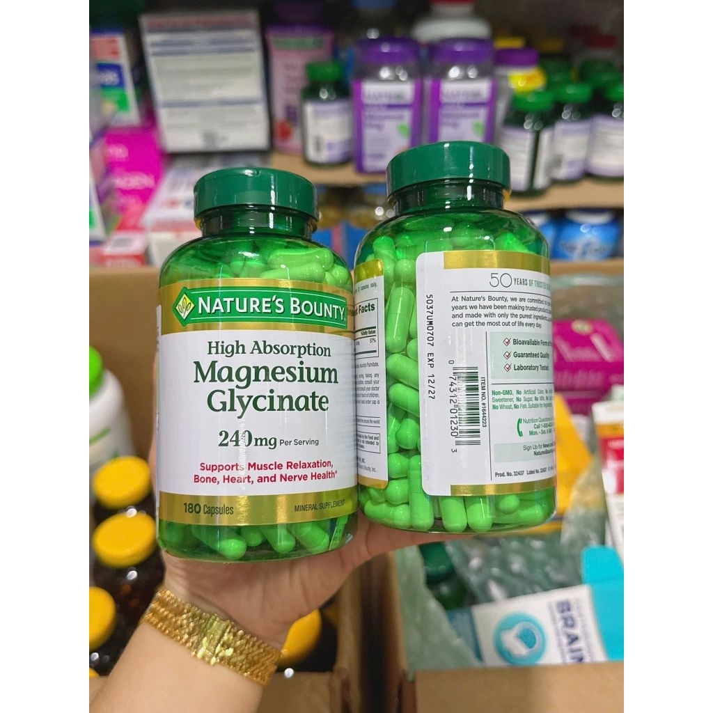 VIÊN UỐMG NATURE’S BOUNTY MAGNESIUM GLYCINATE 180 viên Mỹ.