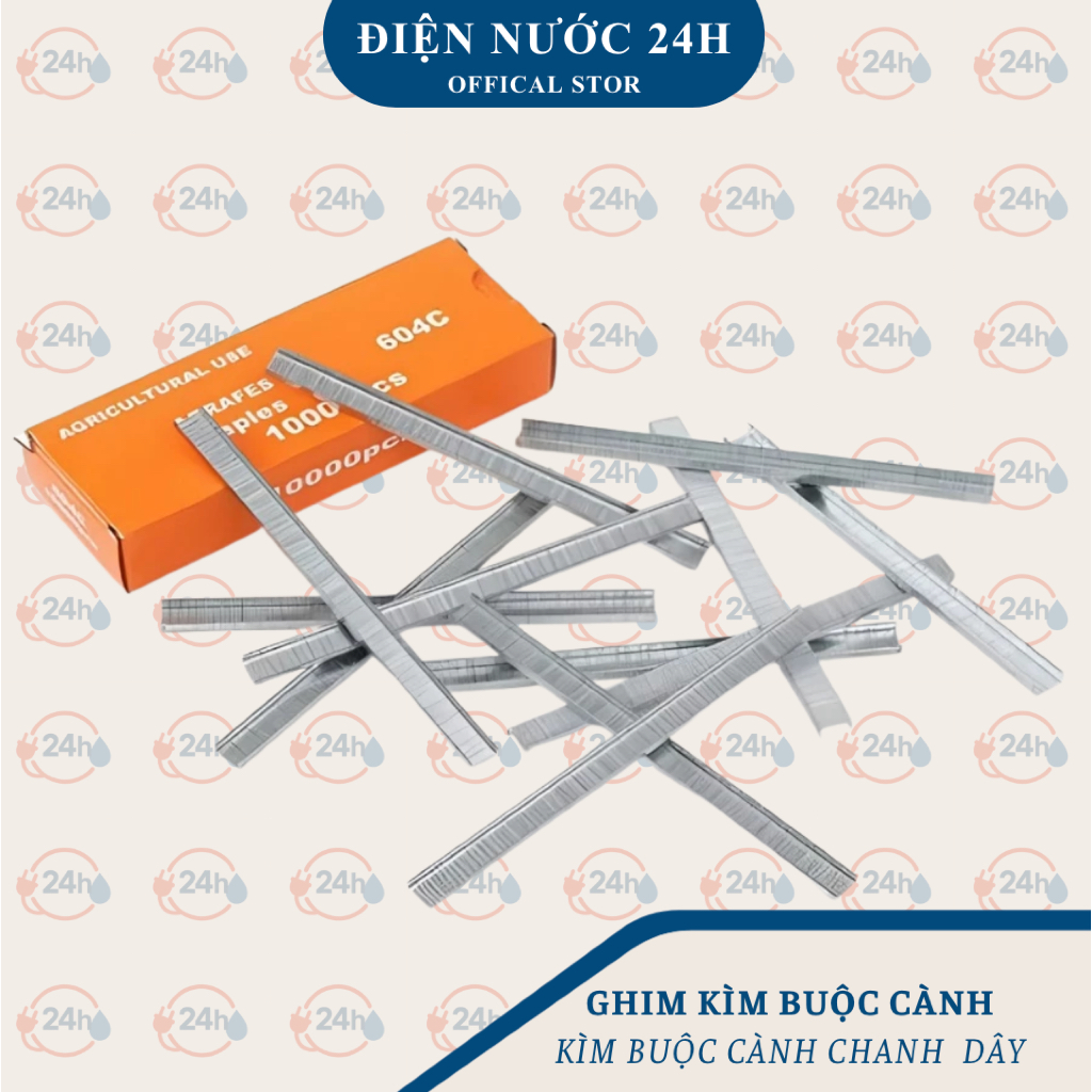 Hộp ghim bấm 604C 10000 kim cho kìm buộc cành cây tự động, ghim bấm chanh dây, bầu, bí, mướp